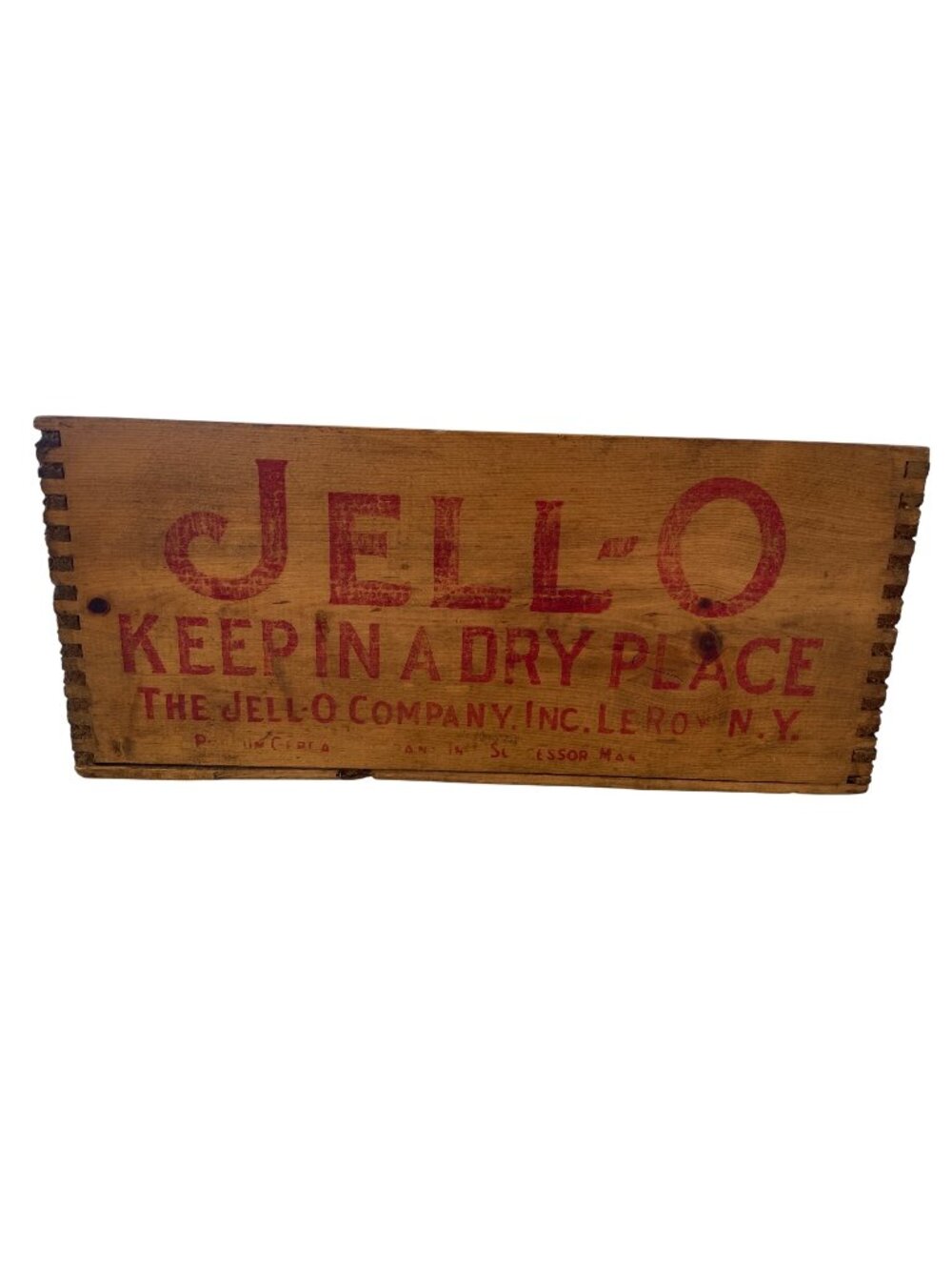 Vintage Jell-O Wood Box Large Advertising Storage Crate Display Rustic Kitchen